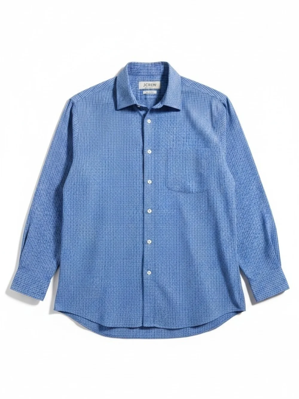 J. Crew Men's Blue Micro-Check Dress Shirt